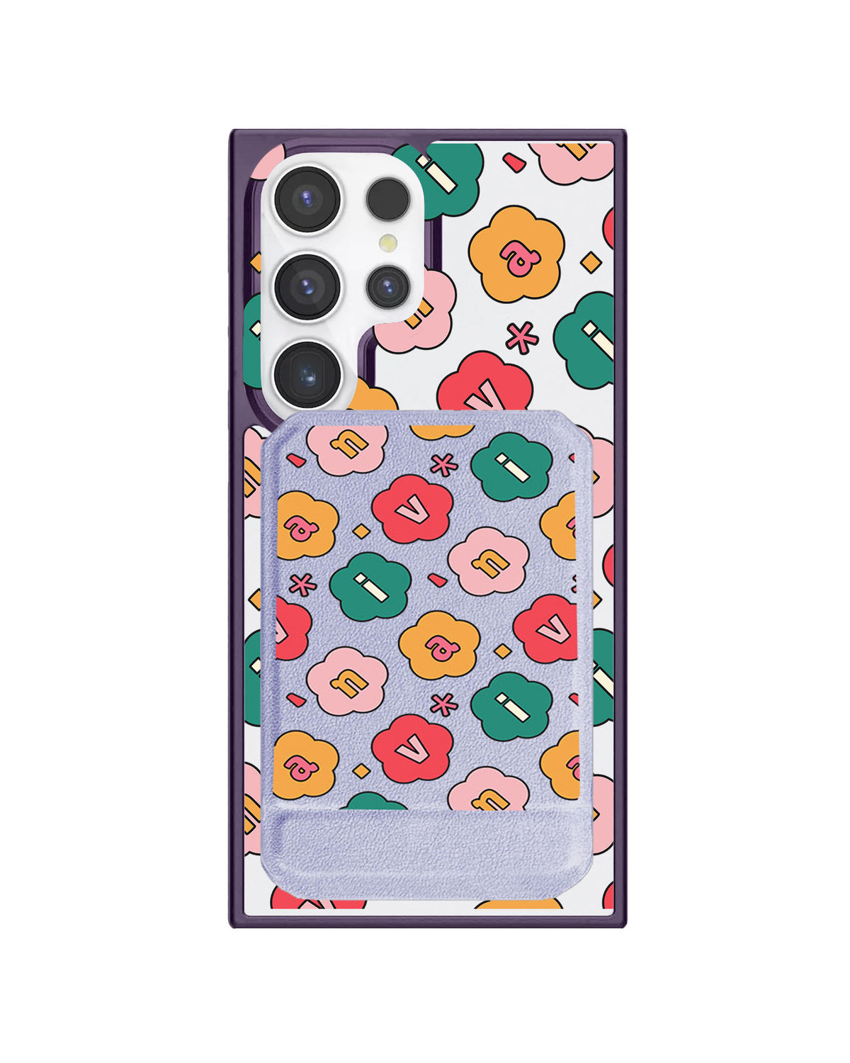 Android Magnetic Multifold Wallet - Flower Petals Monogram 3.0