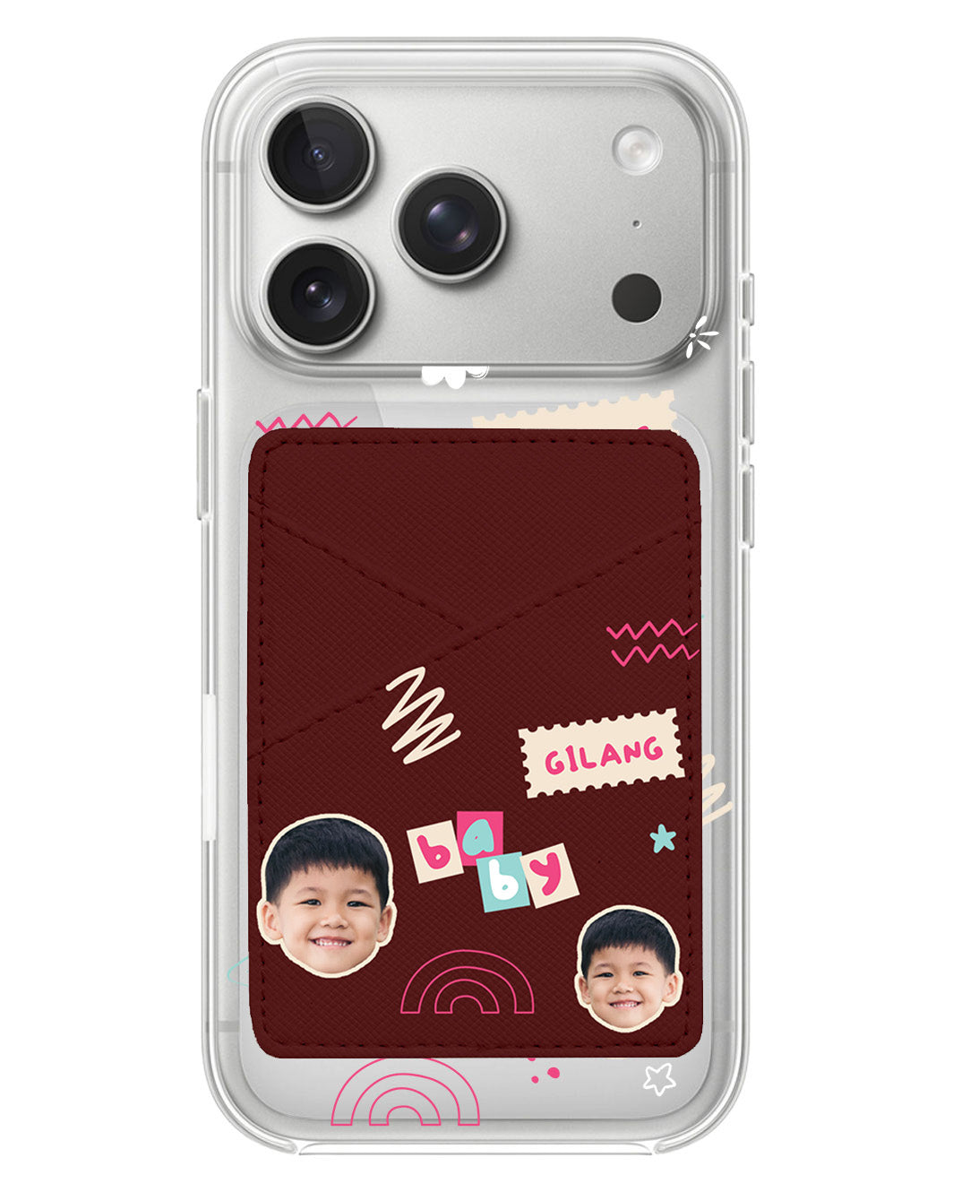 iPhone Phone Wallet Case - Face Grid Abstract