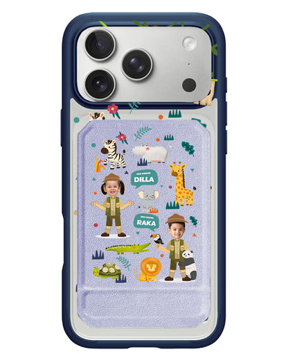 iPhone Magnetic Multifold Wallet - Face Grid Dream Zoo Keeper