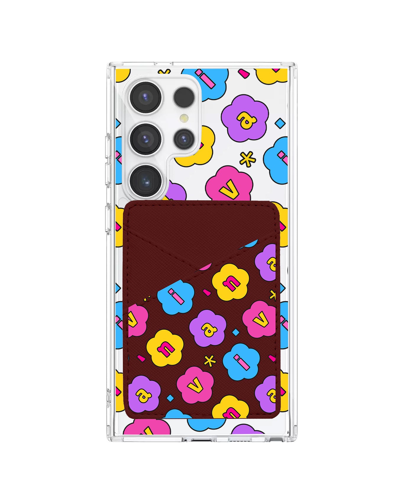 Android Phone Wallet Case - Flower Petals Monogram 4.0