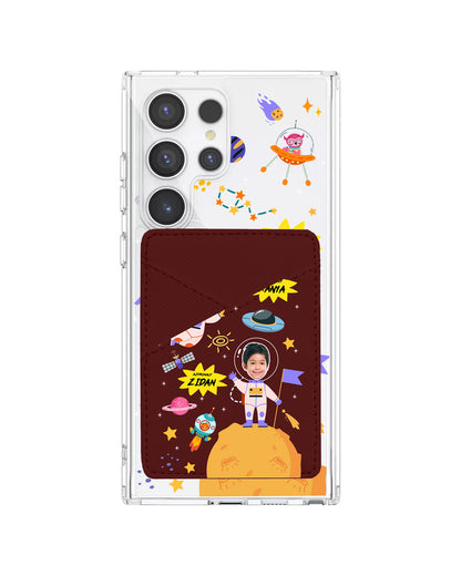 Android Phone Wallet Case - Face Grid Dream Astronaut