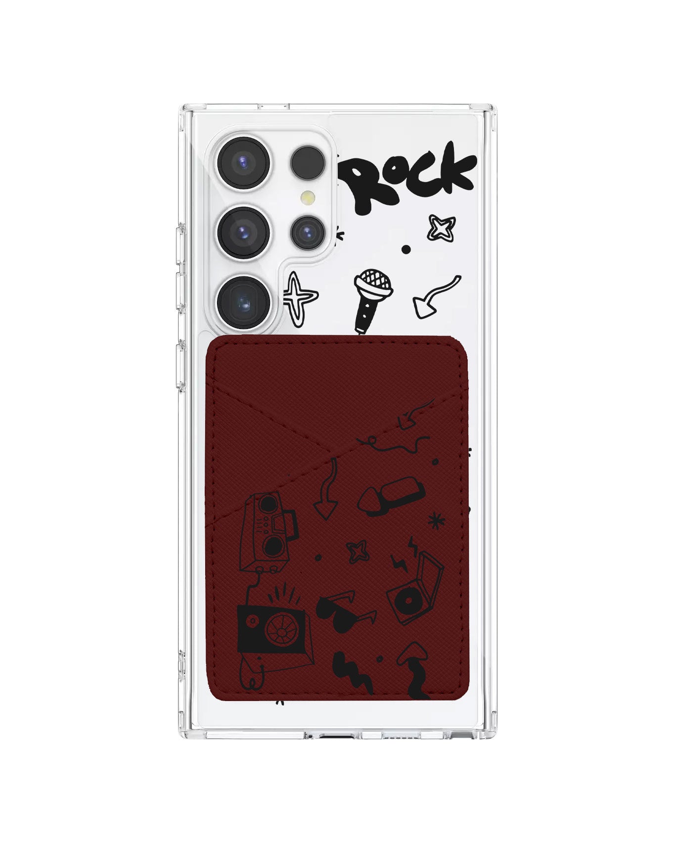 Android Phone Wallet Case - Rock N Roll Black