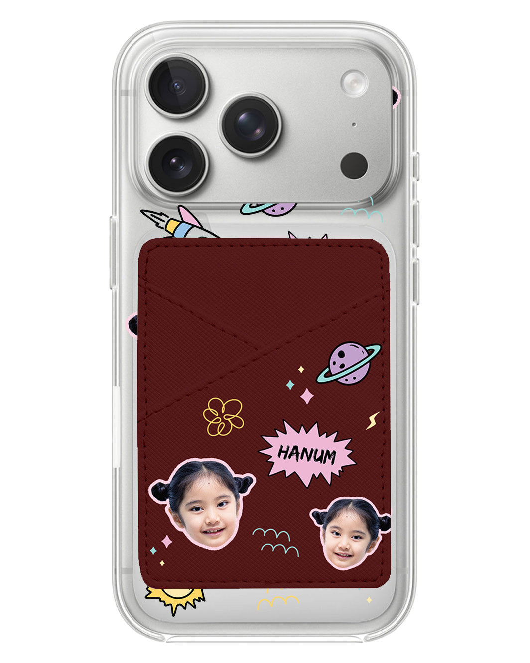 iPhone Phone Wallet Case - Face Grid Space