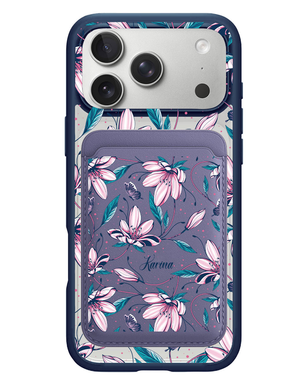 iPhone Magnetic Wallet Case - Pink Tulip