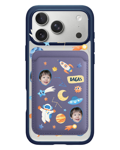 iPhone Magnetic Wallet Case - Face Grid Astronout