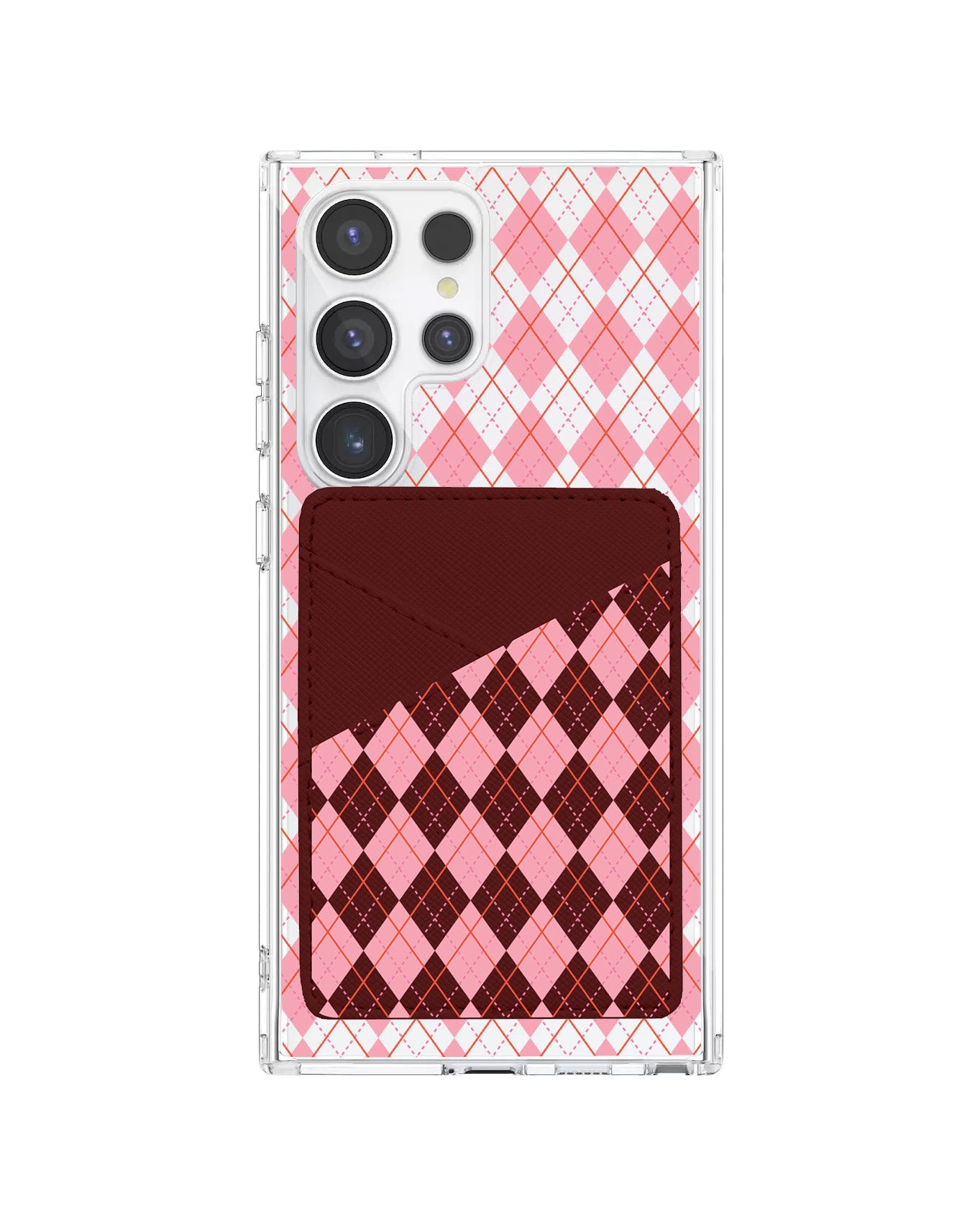 Android Phone Wallet Case - Pink Argyle