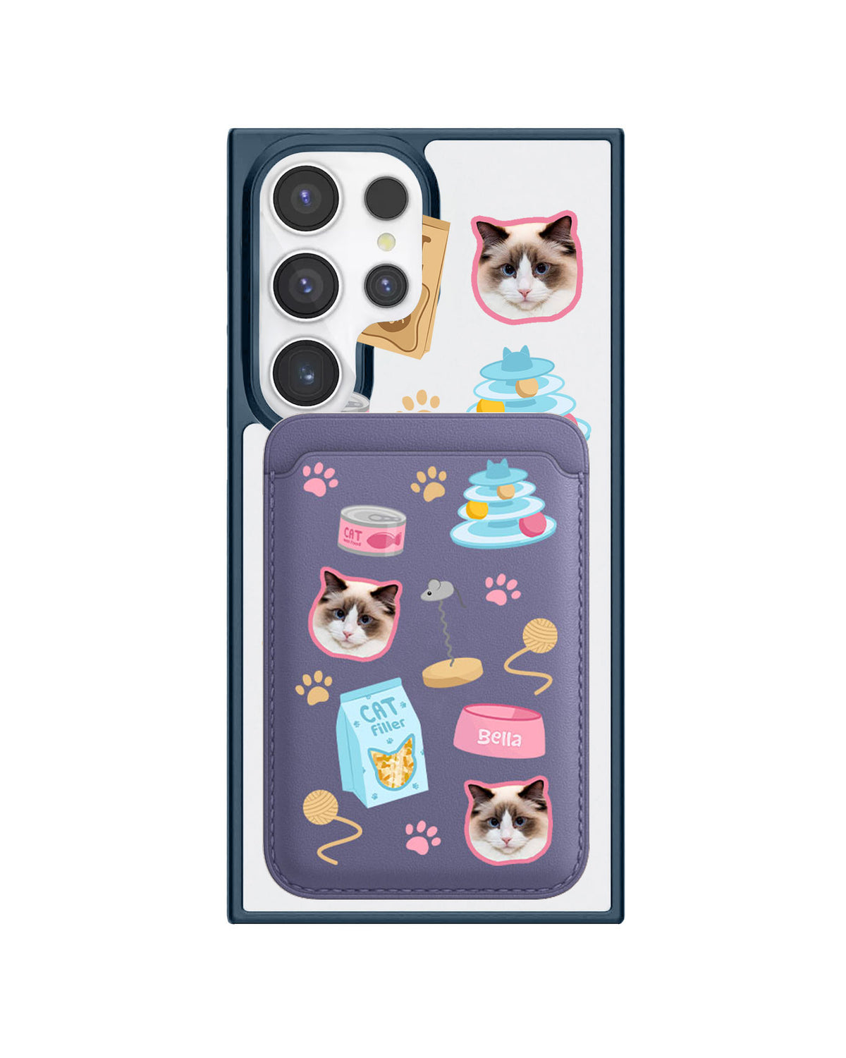 Android Magnetic Wallet Case - Pet Grid Kitty Playtime