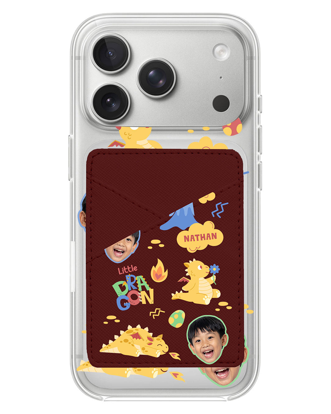 iPhone Phone Wallet Case - Face Grid Little Dragon