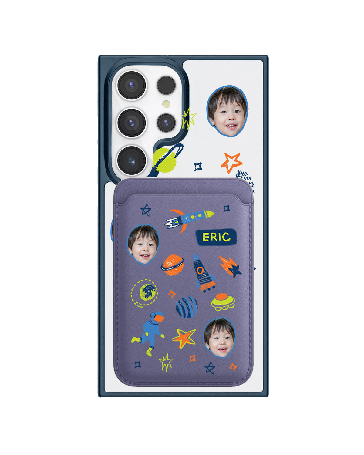 Android Magnetic Wallet Case - Face Grid Galaxy