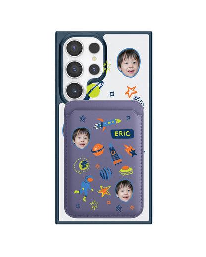 Android Magnetic Wallet Case - Face Grid Galaxy