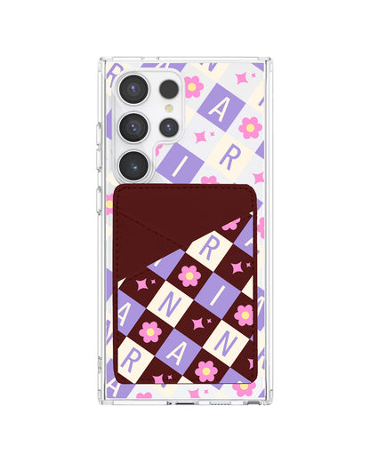 Android Phone Wallet Case - Flower Grid Monogram 3.0