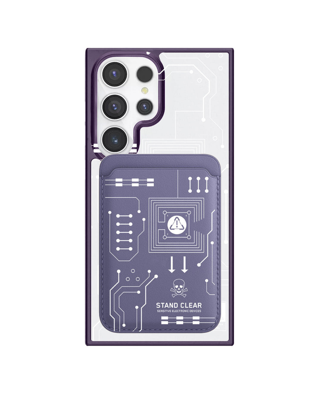 Android Magnetic Wallet Case - Circuit White