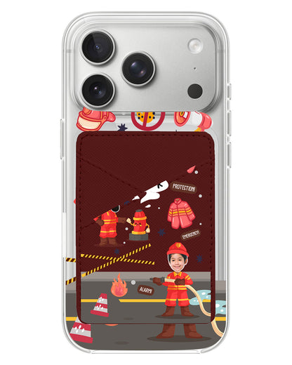 iPhone Phone Wallet Case - Face Grid Dream Firefighter