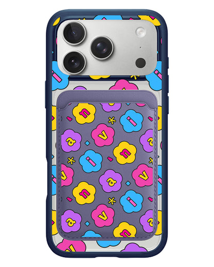 iPhone Magnetic Wallet Case - Flower Petals Monogram 4.0
