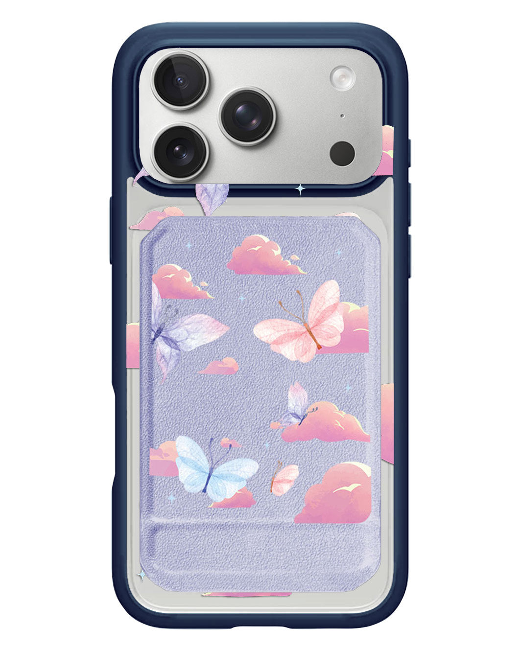iPhone Magnetic Multifold Wallet - Butterfly & Clouds