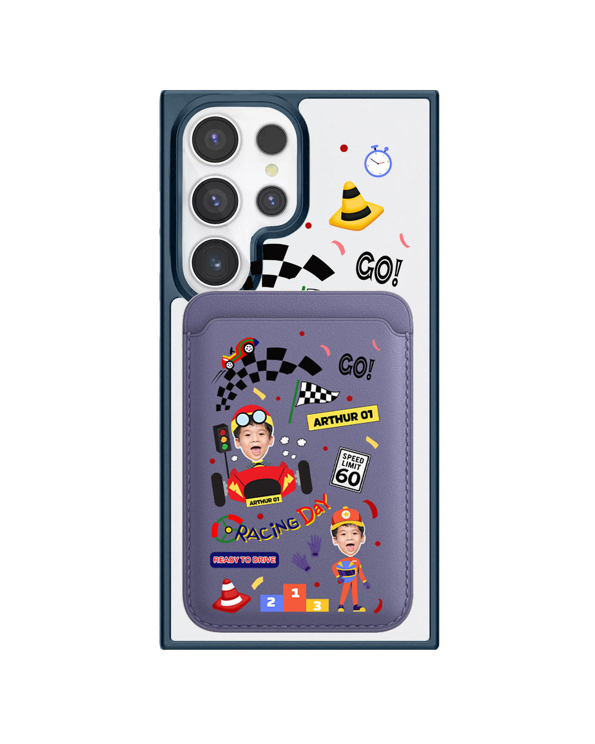 Android Magnetic Wallet Case - Face Grid Dream Racer