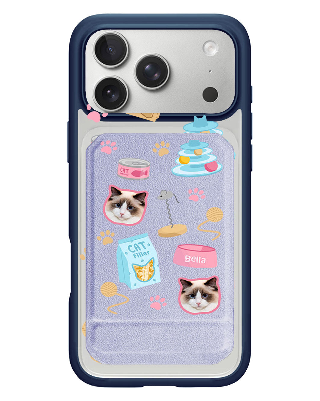 iPhone Magnetic Multifold Wallet - Pet Grid Kitty Playtime
