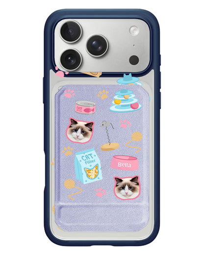 iPhone Magnetic Multifold Wallet - Pet Grid Kitty Playtime
