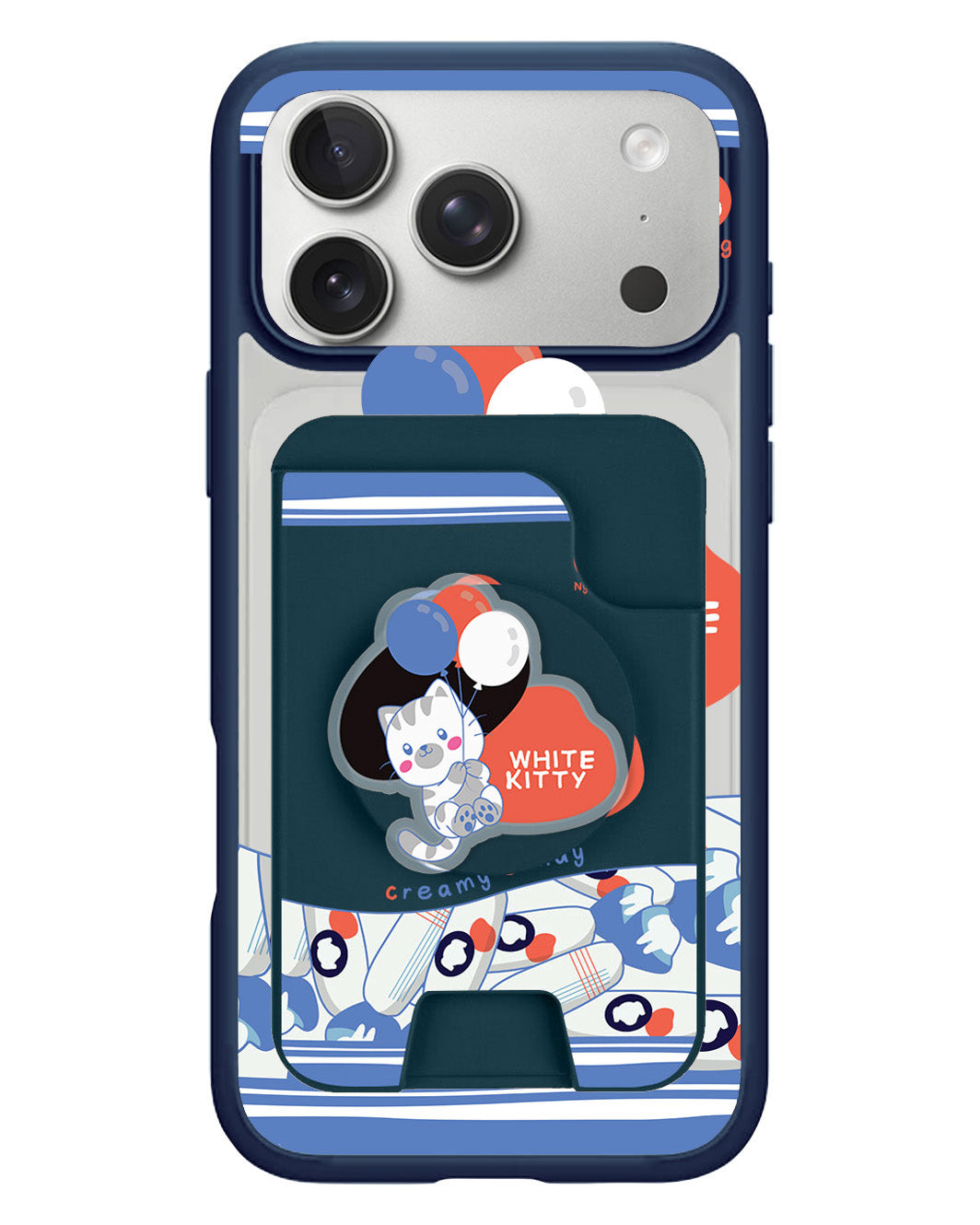 iPhone Magpop Wallet - White Kitty