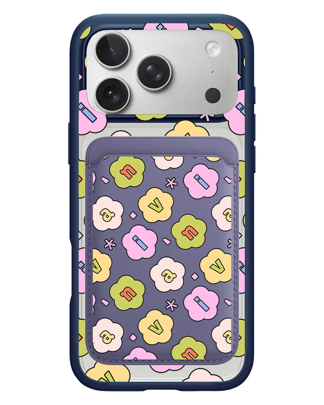 iPhone Magnetic Wallet Case - Flower Petals Monogram 1.0