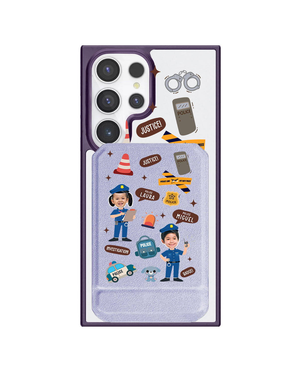 Android Magnetic Multifold Wallet - Face Grid Dream Police