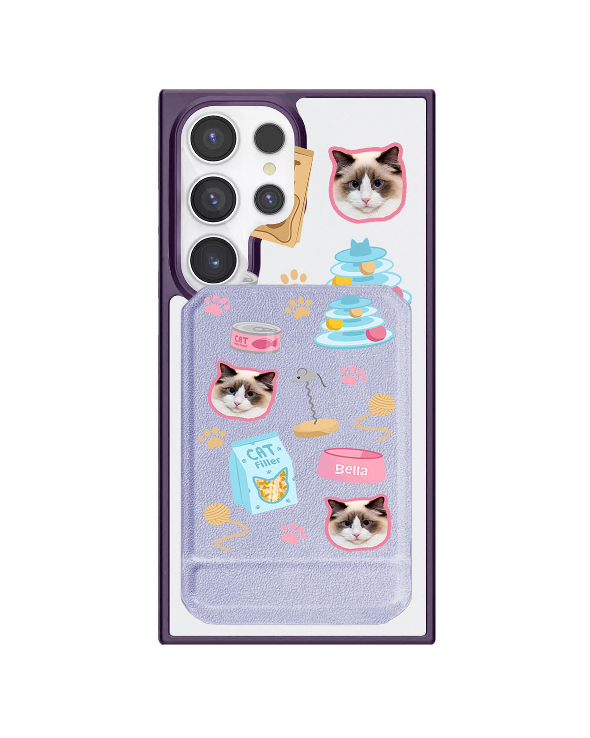 Android Magnetic Multifold Wallet - Pet Grid Kitty Playtime