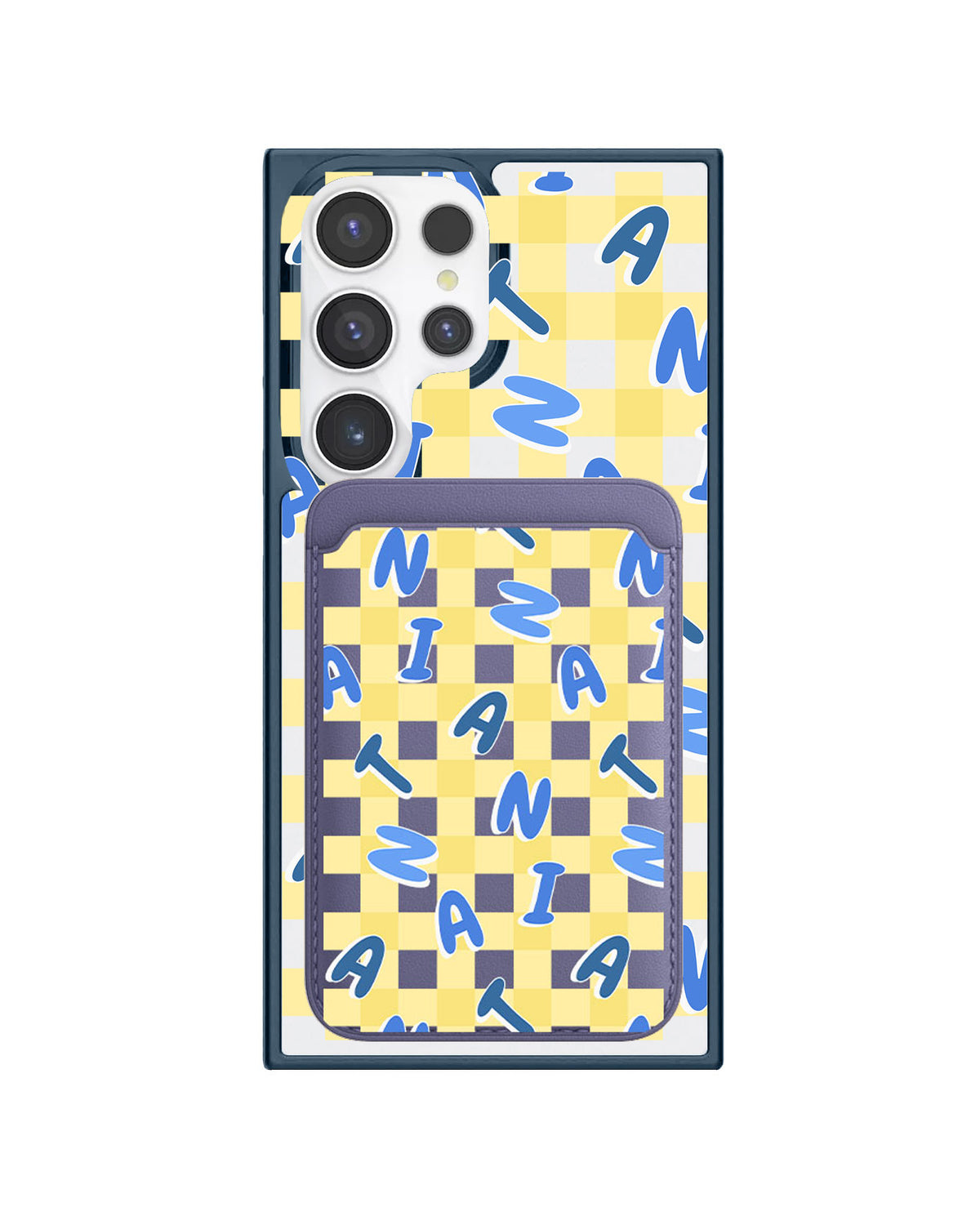 Android Magnetic Wallet Case - Checkered Monogram 3.0