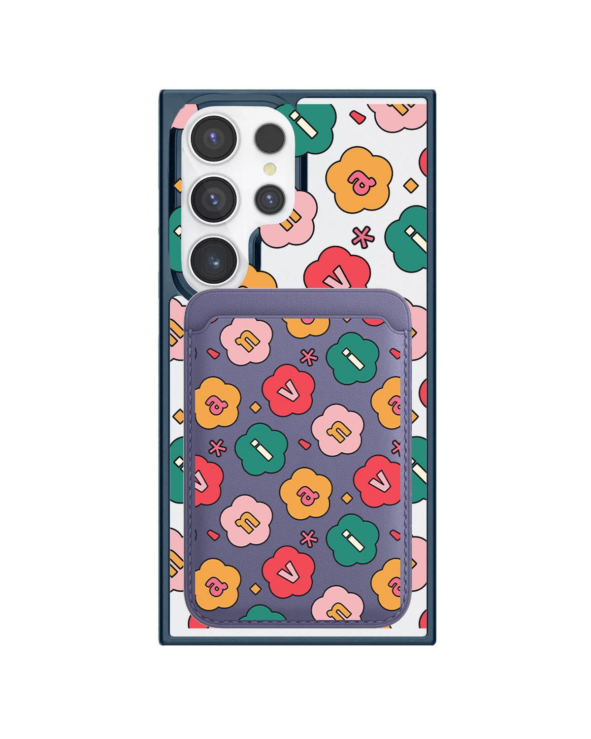Android Magnetic Wallet Case - Flower Petals Monogram 3.0