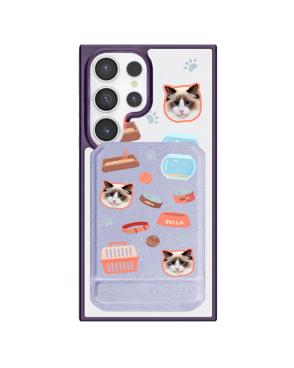 Android Magnetic Multifold Wallet - Pet Grid Kitty Cozy Corner