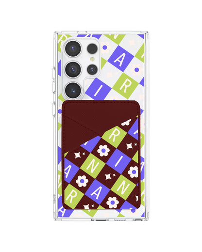 Android Phone Wallet Case - Flower Grid Monogram 5.0