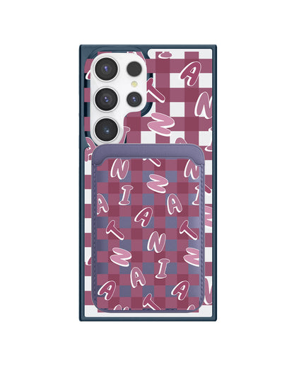 Android Magnetic Wallet Case - Checkered Monogram 2.0