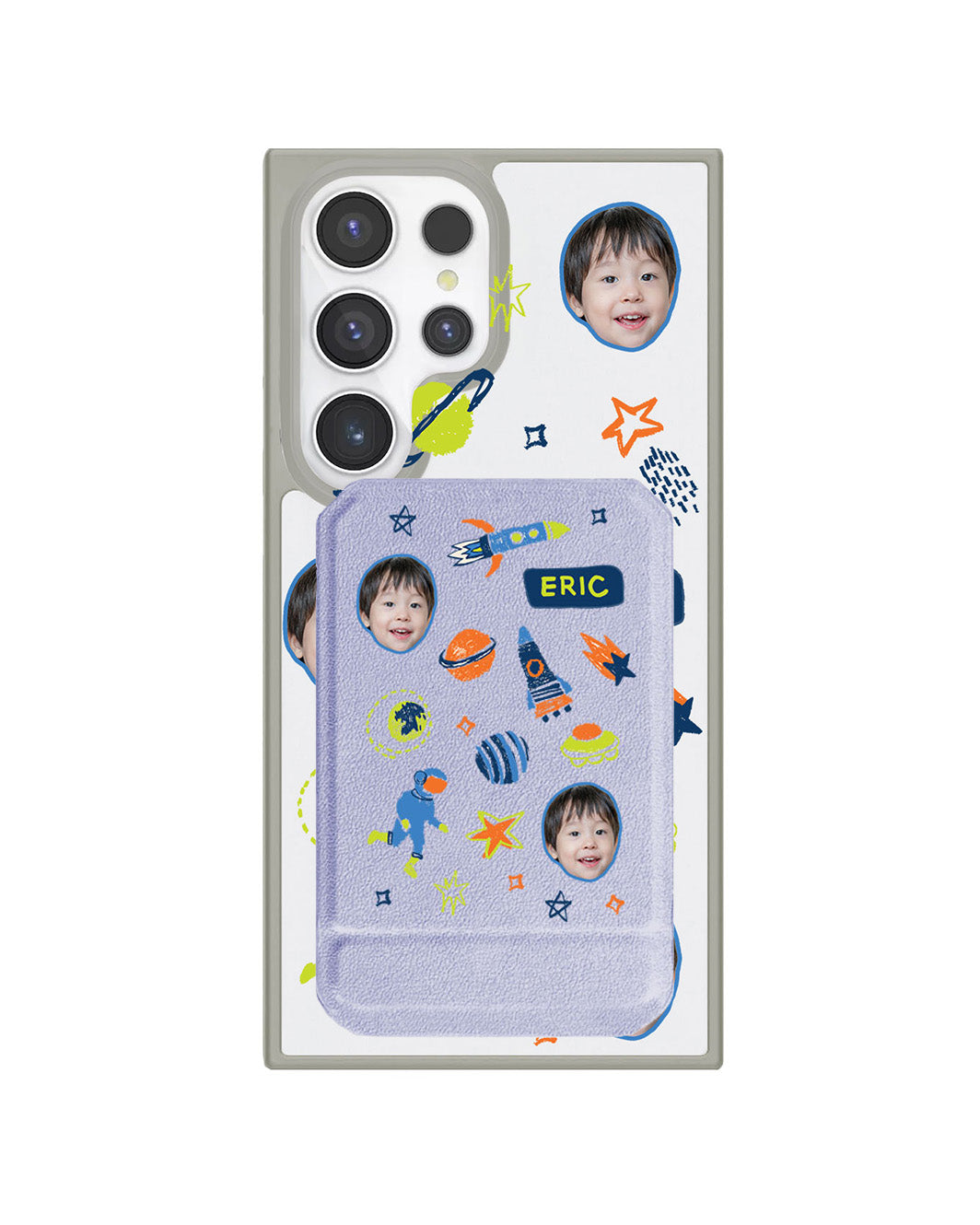 Android Magnetic Multifold Wallet - Face Grid Galaxy