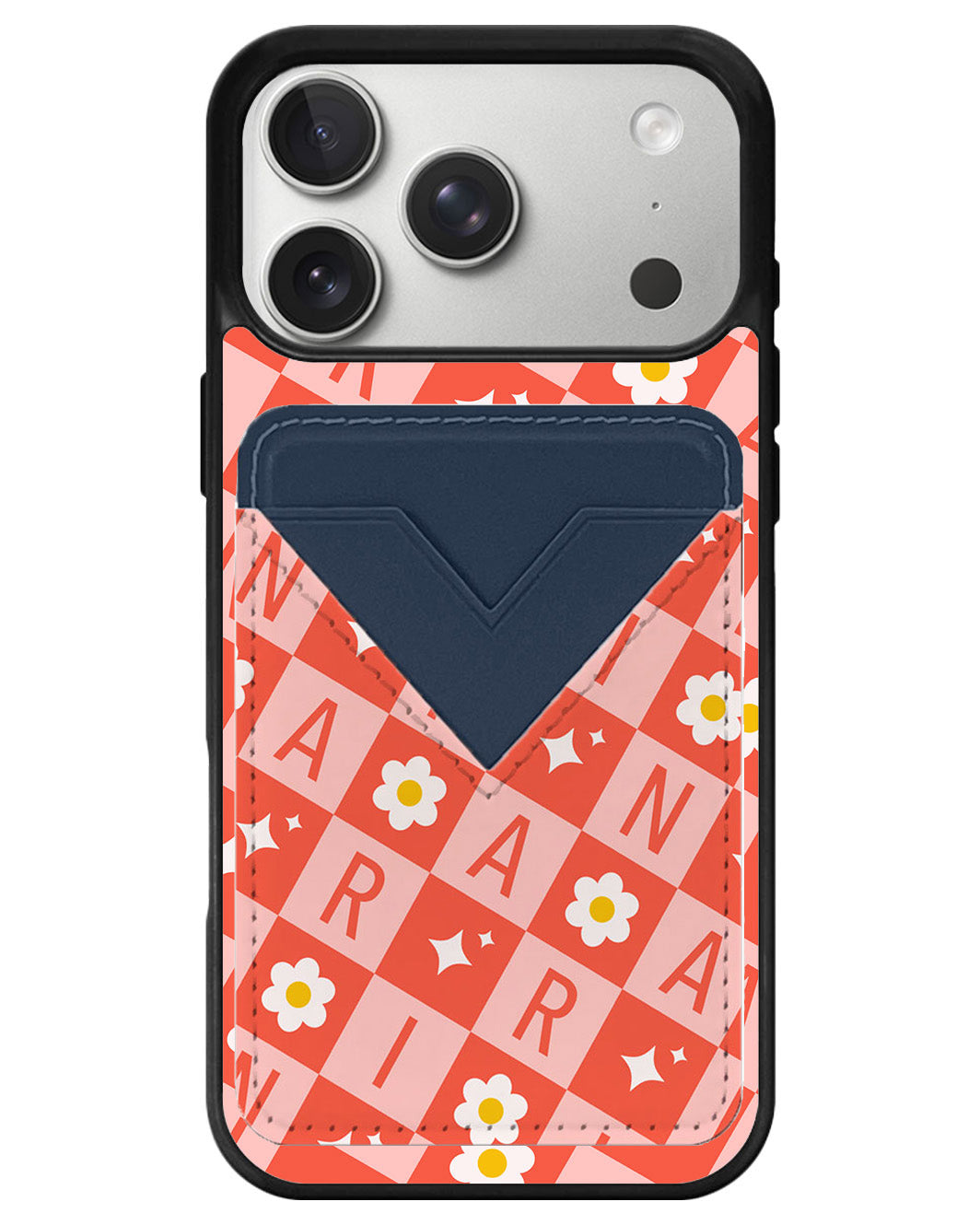 iPhone Avant Wallet Case - Flower Grid Monogram 2.0