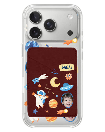 iPhone Phone Wallet Case - Face Grid Astronout