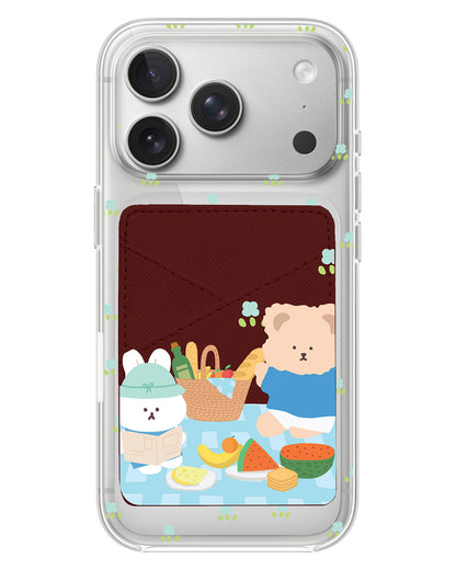 iPhone Phone Wallet Case - Picnic Bear Blue
