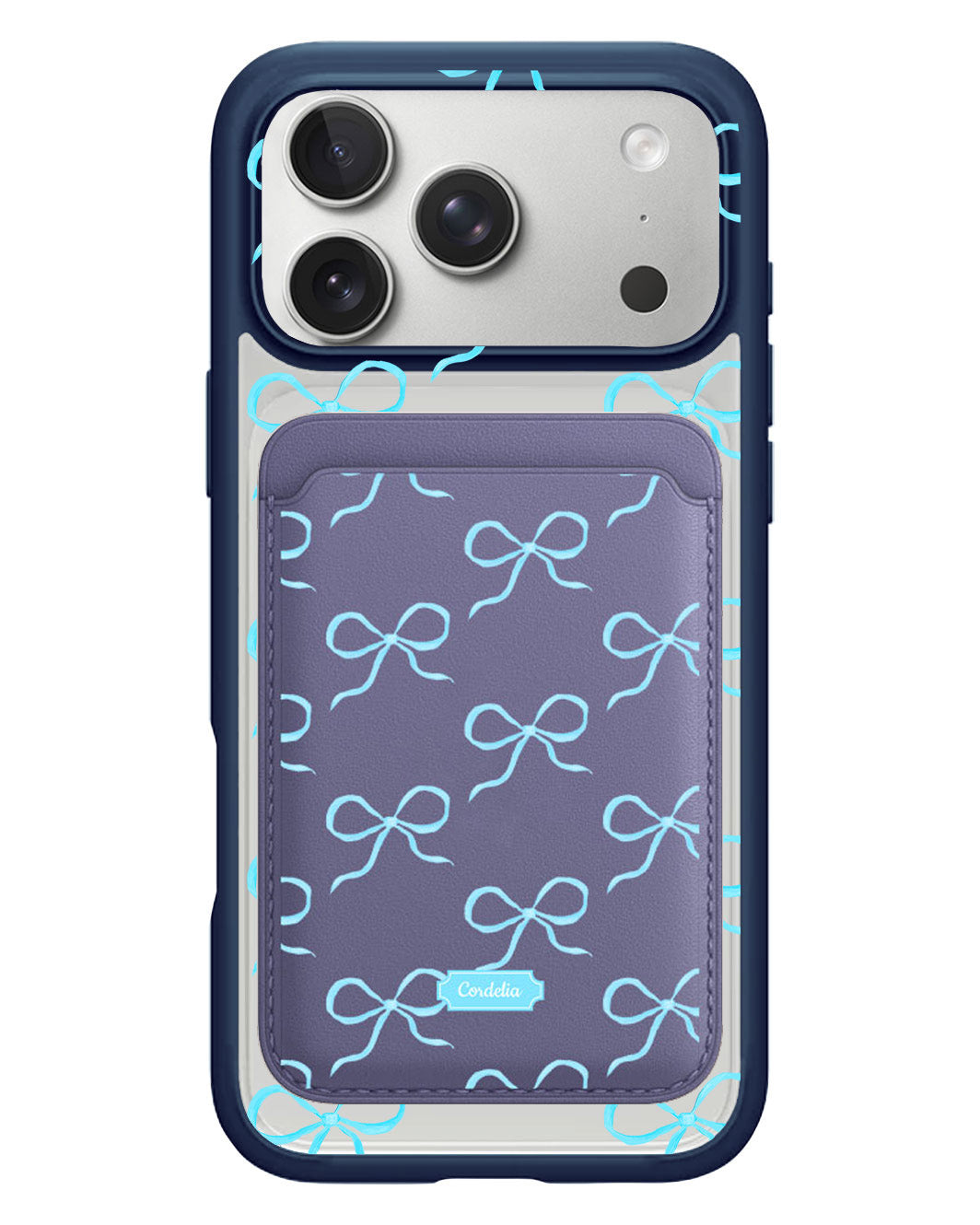 iPhone Magnetic Wallet Case - Coquette Blue Bow