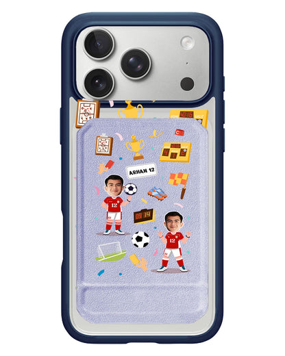 iPhone Magnetic Multifold Wallet - Face Grid Dream Soccer