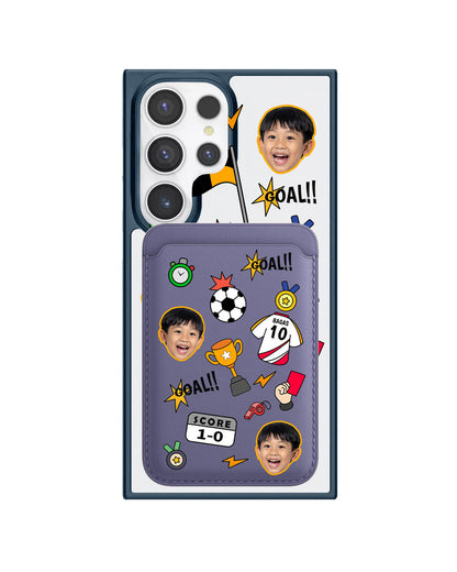 Android Magnetic Wallet Case - Face Grid Soccer
