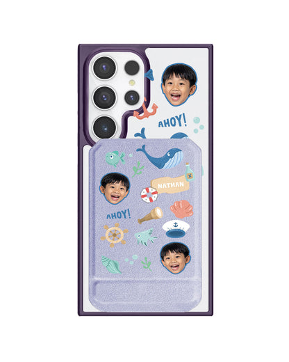 Android Magnetic Multifold Wallet - Face Grid Sailor