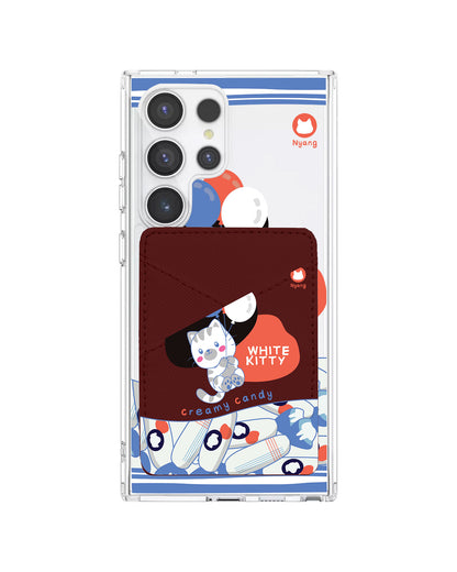 Android Phone Wallet Case - White Kitty