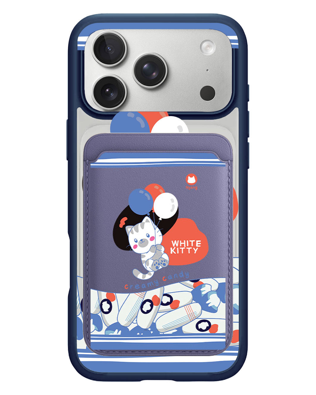 iPhone Magnetic Wallet Case - White Kitty