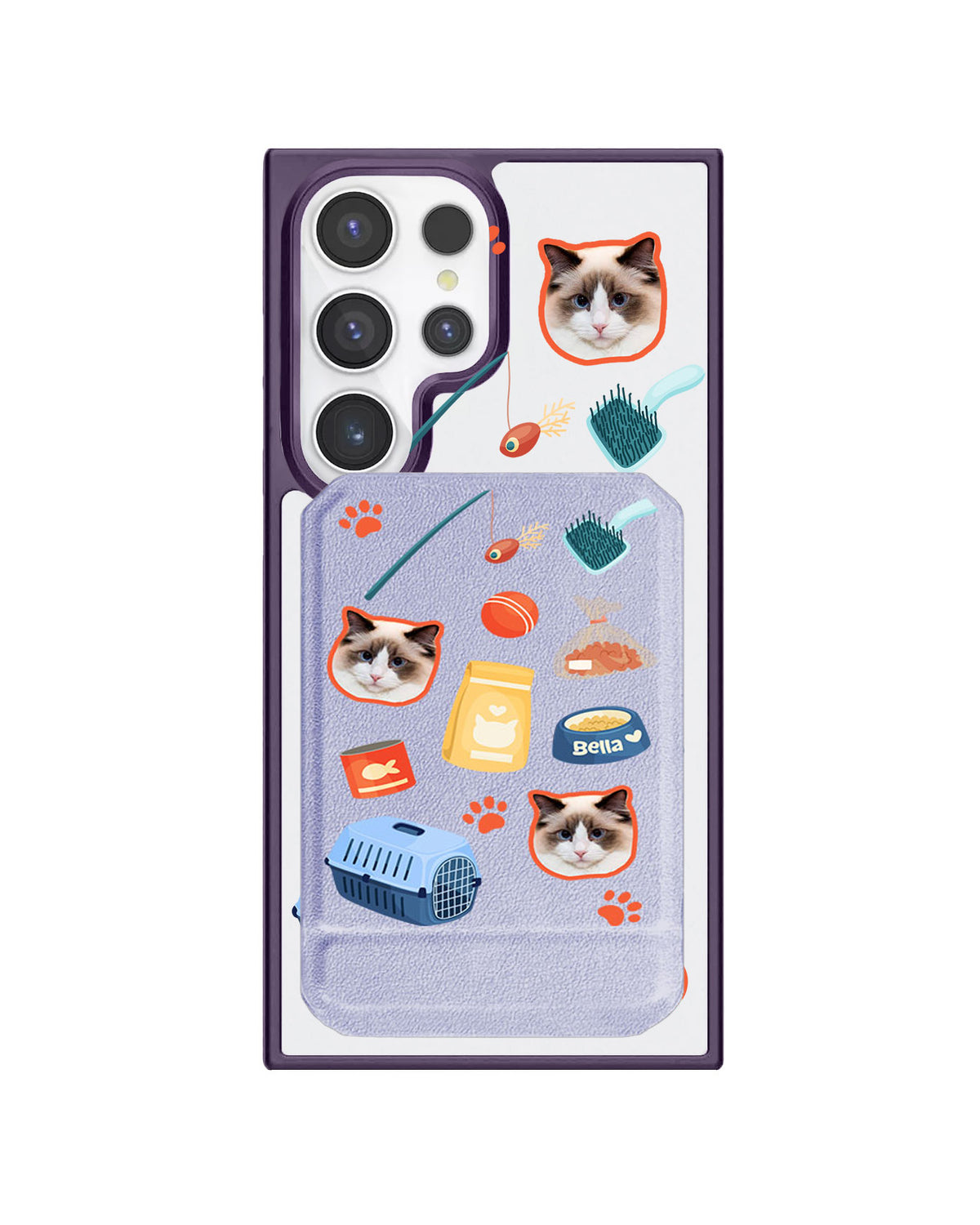 Android Magnetic Multifold Wallet - Pet Grid Kitty Adventures