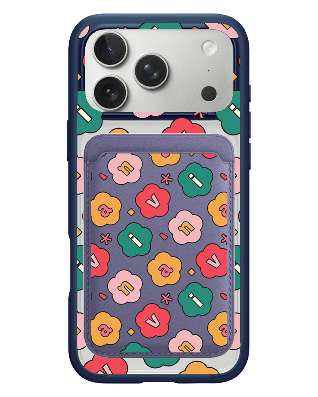 iPhone Magnetic Wallet Case - Flower Petals Monogram 3.0