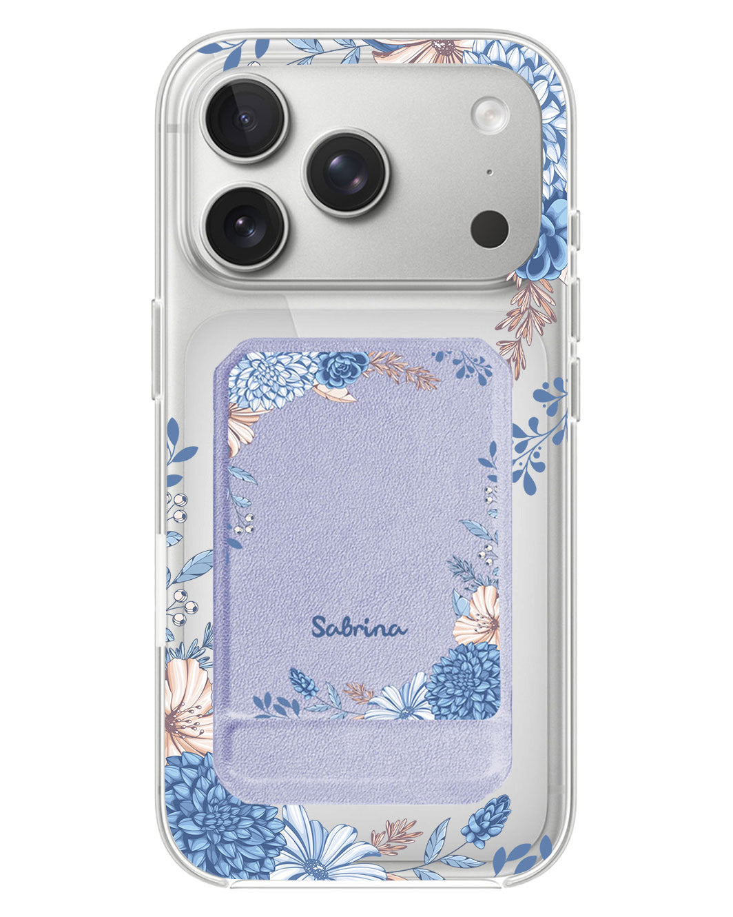 iPhone Magnetic Multifold Wallet - Blue Florals