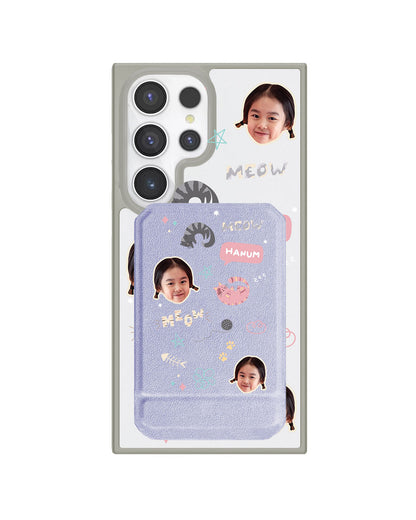 Android Magnetic Multifold Wallet - Face Grid Kitty