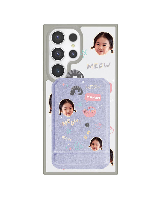 Android Magnetic Multifold Wallet - Face Grid Kitty