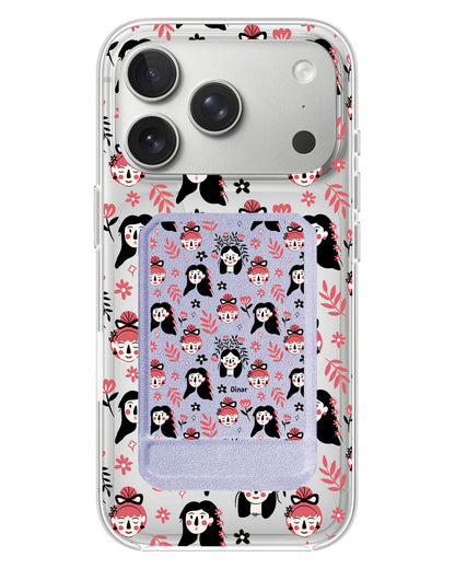 iPhone Magnetic Multifold Wallet - Flowery Faces