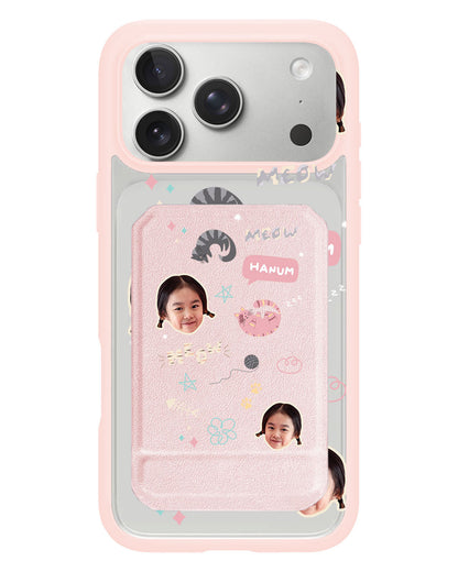 iPhone Magnetic Multifold Wallet - Face Grid Kitty
