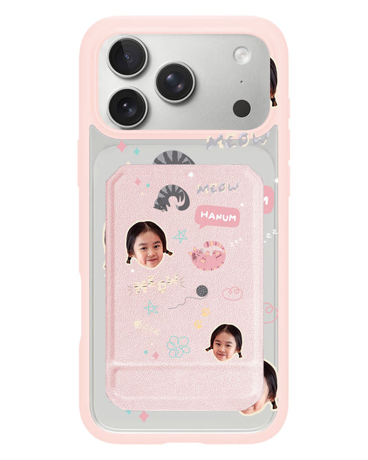 iPhone Magnetic Multifold Wallet - Face Grid Kitty