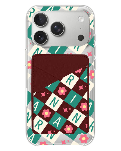 iPhone Phone Wallet Case - Flower Grid Monogram 4.0